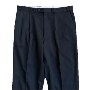 Vintage Polo University Ralph Lauren Pants Mens 36x32 Black Wool Pleated Cuffed